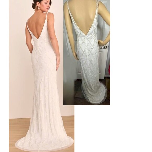 Lulus Radiantly Adored White Sequin Backless Mermaid Maxi Dress Size Small NWOT - Picture 4 of 13